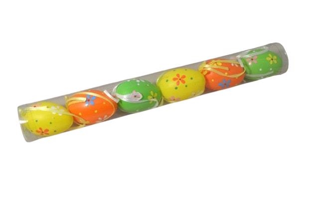 Vejce plast tuba 6cm/6ks barevné kvítky 