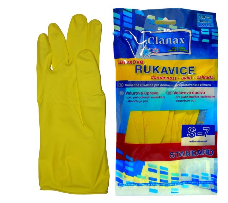 Clanax Gumové rukavice STANDARD S-7 (12pár/bal, 120pár/krt)