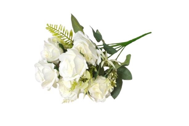 Kytice růží 7 květů 30cm bílá (2sad/bal)