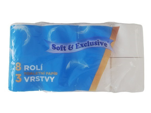 Toaletní papír Soft&Exclusive 8ks, bílý, 3vrstvý, 100% celuloza, 14 metrů (8sad/bal) 