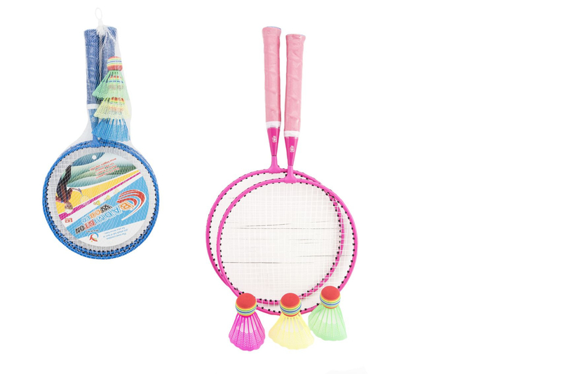 Badminton sada dětská kovová 2 pálky 1 raketa 