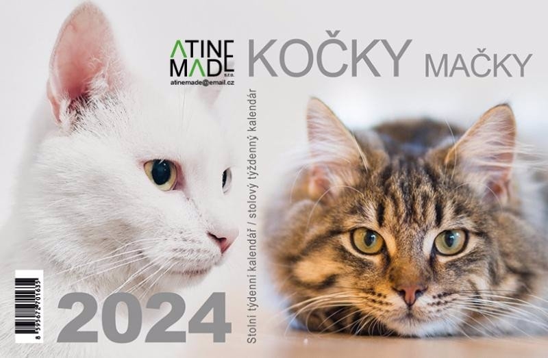 Stolní kalendář 2024 220x170mm - Kočky mačky (10ks/bal)