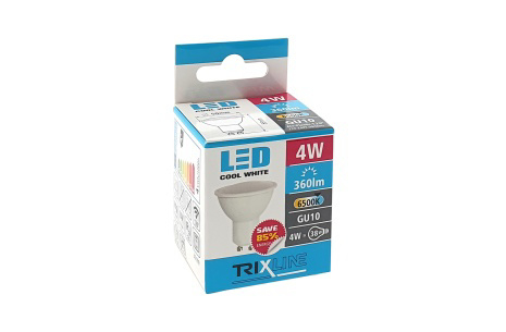LED žárovka Trixline 4W GU10 denní bílá (10ks/bal)