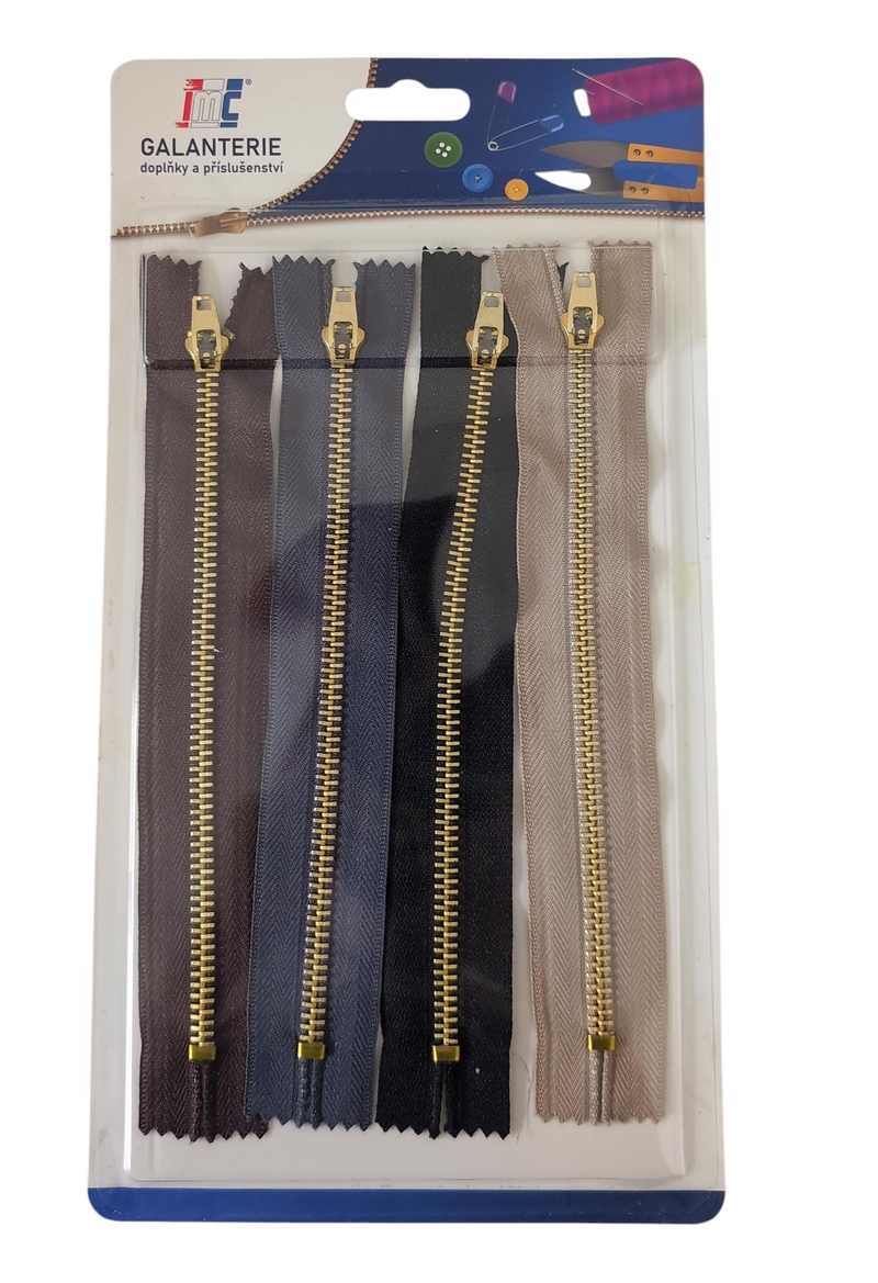 Zip kovový 4ks 20cm (12sad/bal,240/krt)