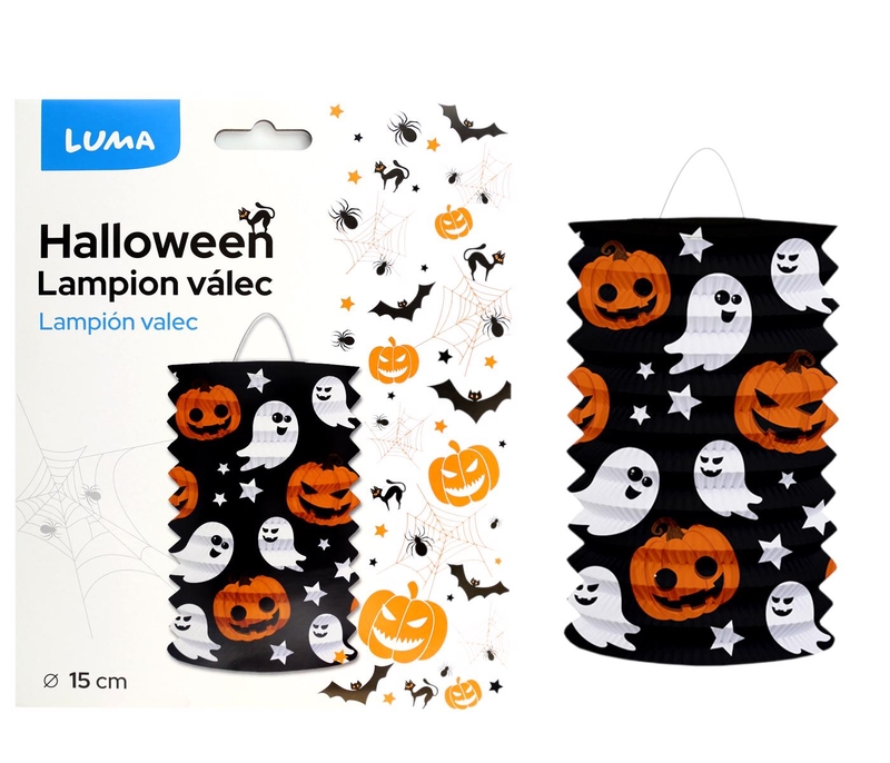 Lampion 15cm válec HALLOWEEN duch (10ks/bal)