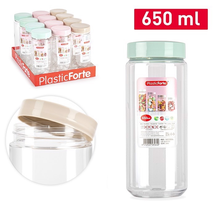 Plastic Forte Plastová kulatá dóza na potraviny 650ml Surt Vrm (12ks/bal)