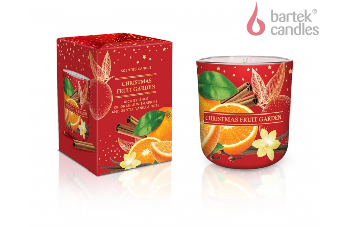 Bartek Svíčka sklo 150g Christmas Fruit Garden (12ks/bal)