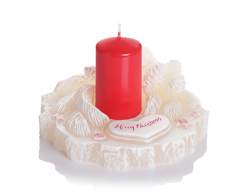 Bartek Svíčka 140x70 Christmas Holder Ecruw & Red (6ks/krt)