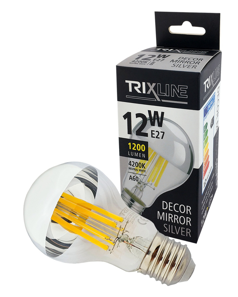 MIRROR FL 12W E27 A60 4200K HALF SILVER (10ks/bal)