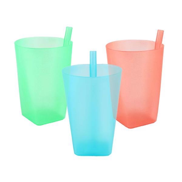 Plástový hrnek s brčkem 13x8x11,5cm 340ml