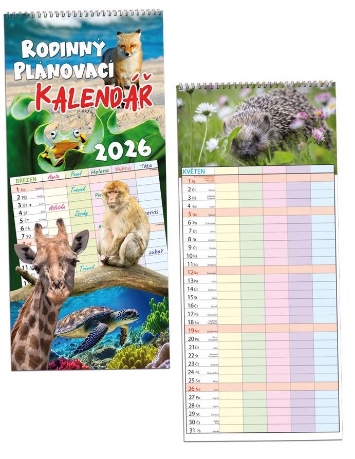 Nástěnný kalendář 2026 ARIA G 220×480mm - Rodinný plánovací (10ks/bal) 