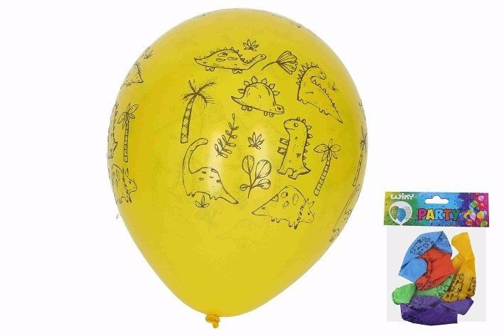 Balónek nafukovací 30cm - sada 5ks, dinosauři (20sad/bal)