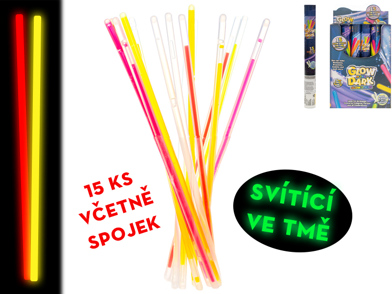 Glow tyčinka svítící ve tmě 15ks v tubě (24sad/bal)