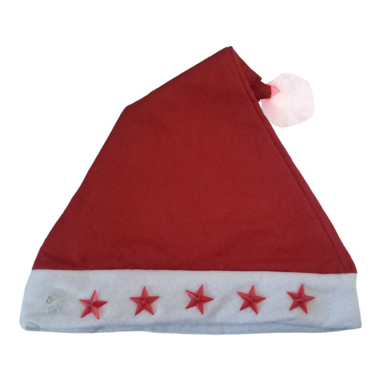 Vánoční čepice s hvězdy červená (12ks/bal)
