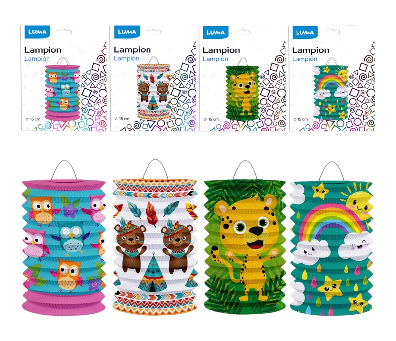 Lampion 15cm válec děstký mix 2 (12ks/bal)