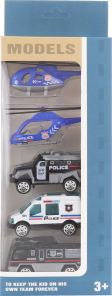 Sada policejních kovových aut 5ks (96sada/bal, 192sada/krt)