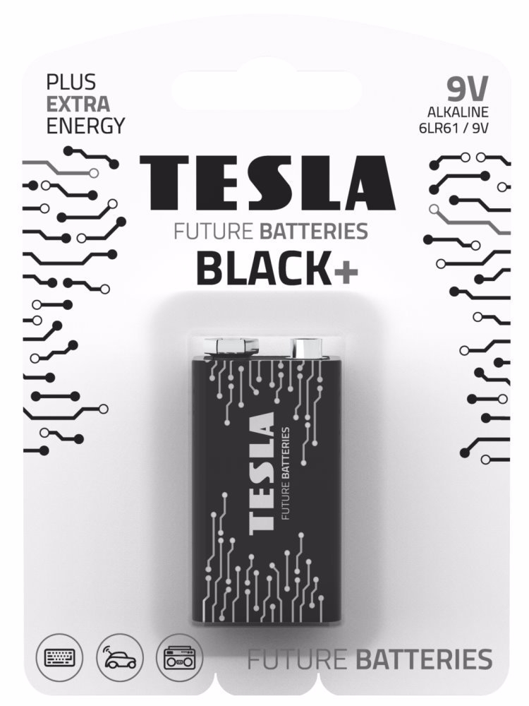 TESLA BATTERIES 9V BLACK+ ( 6LR61 / BLISTER FOIL 1 PC )