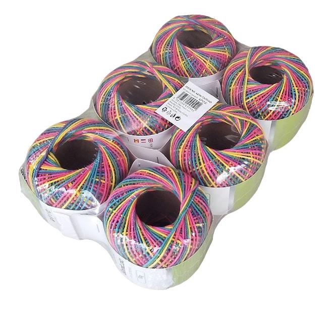 Jutový motouz barevný duhový 50g (6ks/sad)