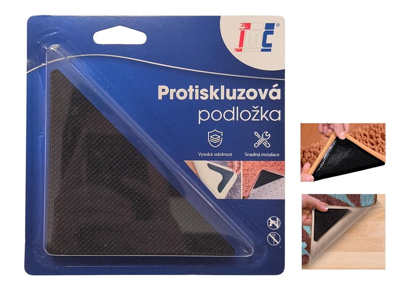 Protiskluzová podložka na koberce 100x100mm 4ks (12sad/bal,288/krt)