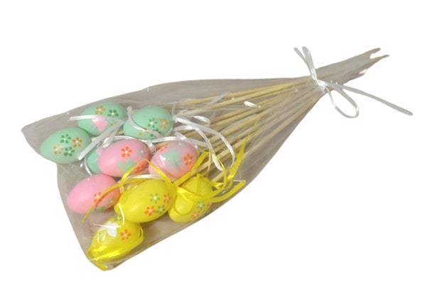 Vejce plast zápich 4cm/12ks pastelový květ 
