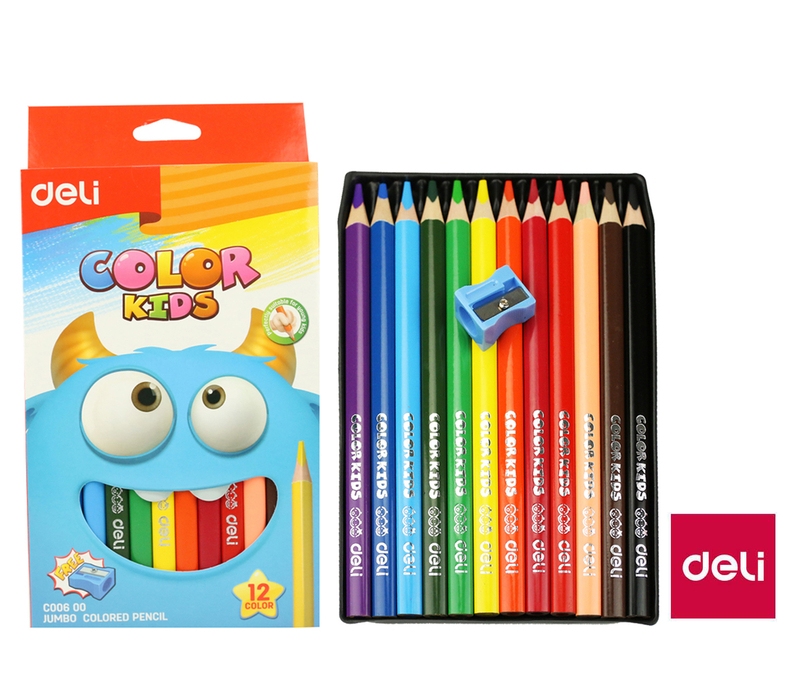 DELI Pastelky trojhranné JUMBO 12 barev Color Kids (24sada/krt)