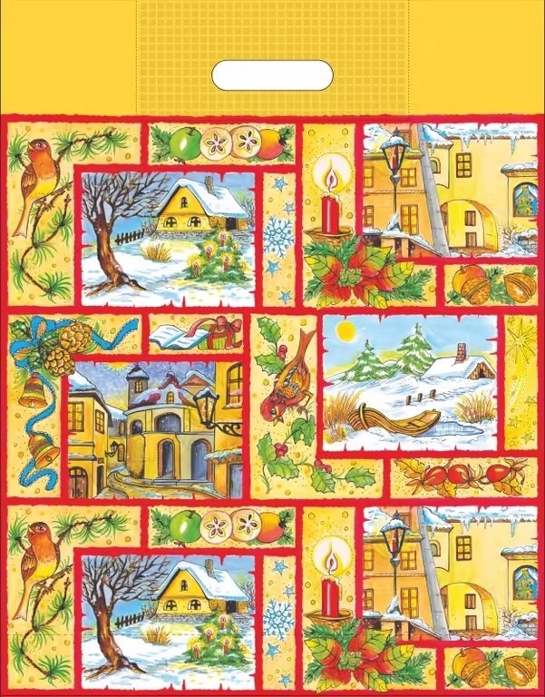 Taška vánoční 46x35cm Zimní Vesnička (50ks/bal)