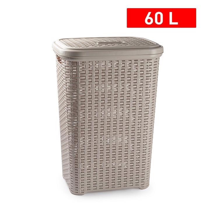 Plastic Forte Koš na prádlo RATTAN 60L- Taupe