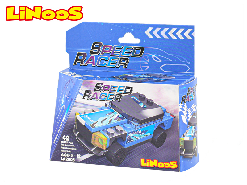 LiNooS stavebnice 42ks auto sportovní na volný chod v krabičce