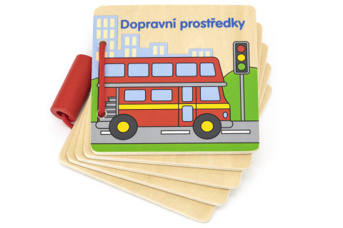 Dřevěná knížka - dopravní prostředky český jazyk (12ks/bal)