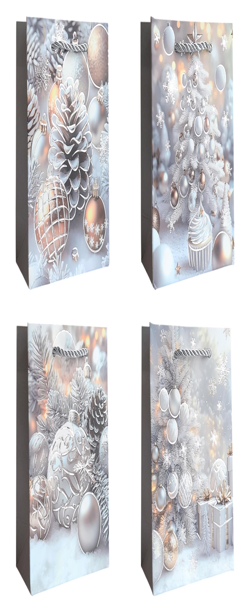 Dárková taška na láhve V - Frost Elegance 12x35x9cm (12ks/bal,600/krt)