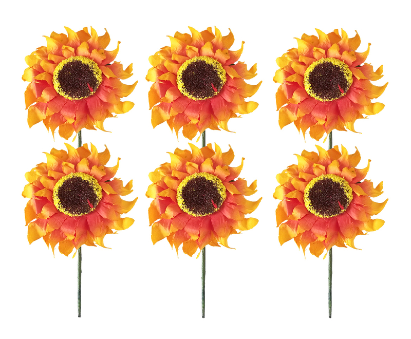 Květy slunečnice 6ks 8cm