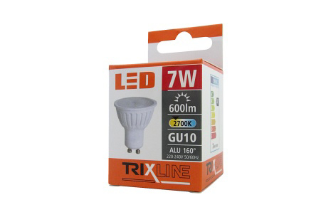 BC 7W TR LED GU10 600lm 2700K Alu Trixline (10ks/bal)