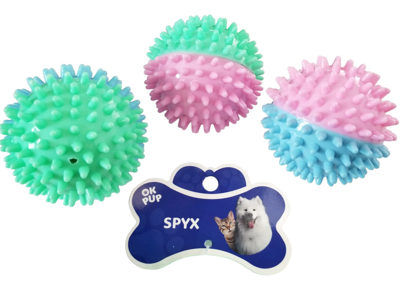 OKPup Míček pro psy TPR 8,5cm ježatý Spyx  (12ks/bal, 240ks/krt)