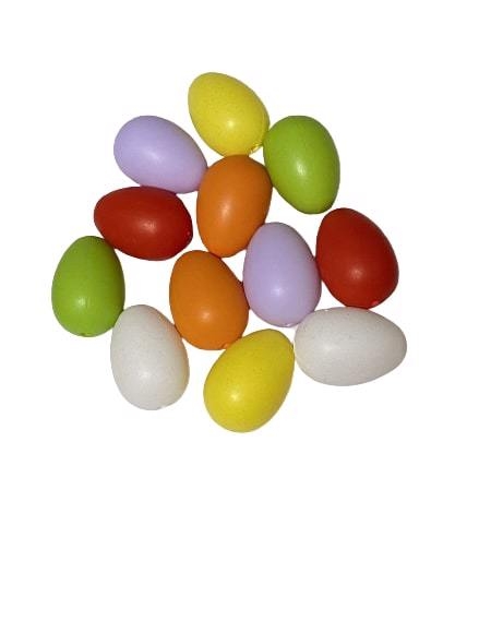 Vejce plast sáček 6cm/12ks mix barev