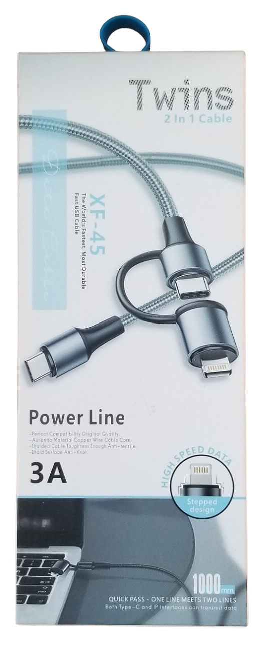 Kabel na Type-C 1M 2in1 3A FX-45 mix barev (12ks/bal)