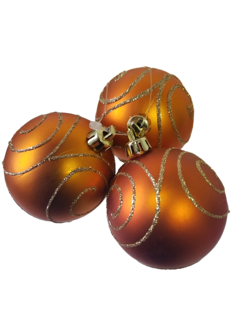 Dekorace vánoční - koule oranžové 3ks