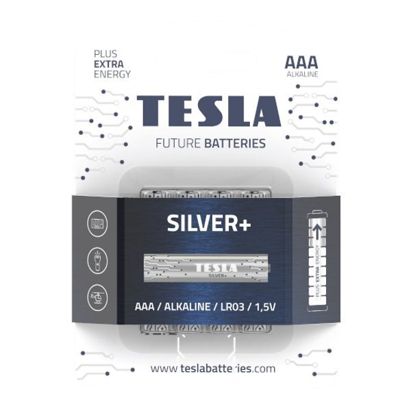 TESLA BATTERIES AAA SILVER+ ( LR03 / BLISTER FOIL 4 PCS )