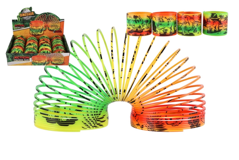 Spirála/pružina dinosaurus plast průměr 7,5cm (12ks/bal)