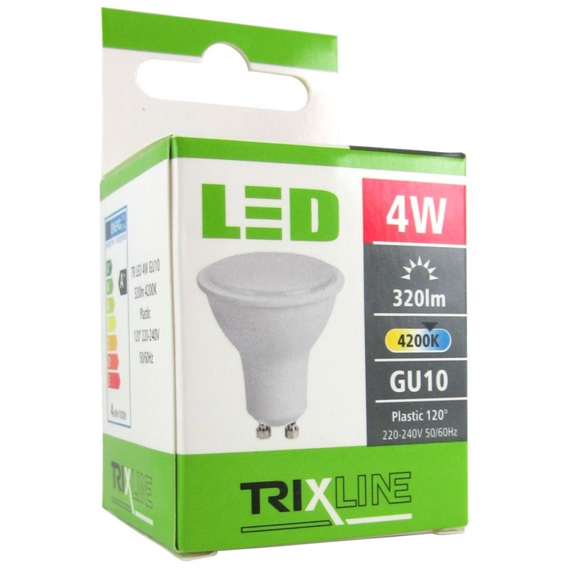 BC 4W 368ml 50Hz 220-240V LED GU10 4200K Plastic Trixline Neutral White (10ks/bal)