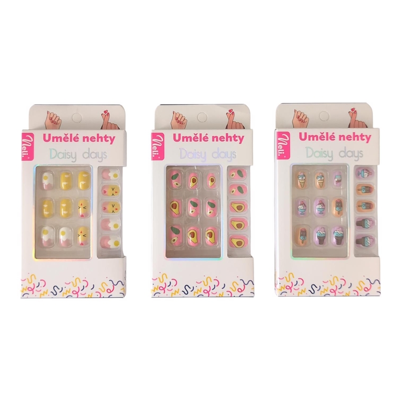 Neli Umělé nehty dětské 24ks Foodiko (12/bal,1200/krt)
