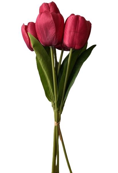 Svazek 5 tulipánů 35cm tm. růžová