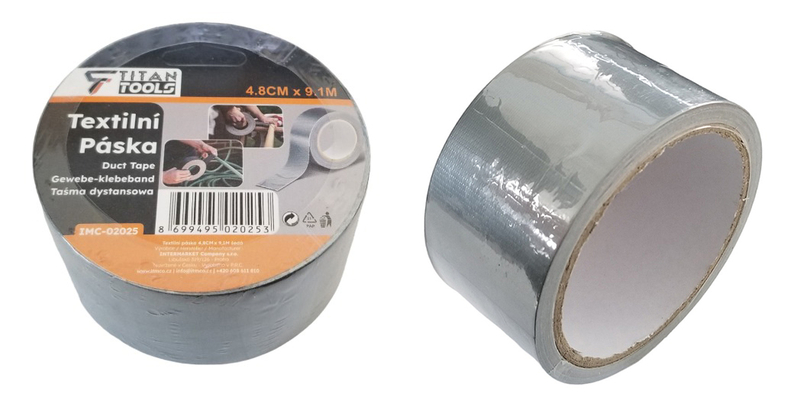 Textilní páska 4,8 x 9,1M šedá (72ks/krt)