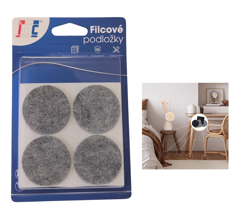 Filcové podložky na nábytek samolepící ⌀35mm 8ks (12sad/bal,288/krt)