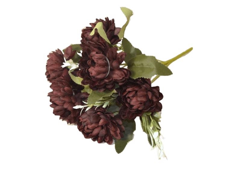 Chryzantéma kytice 7 květů 28cm vínová