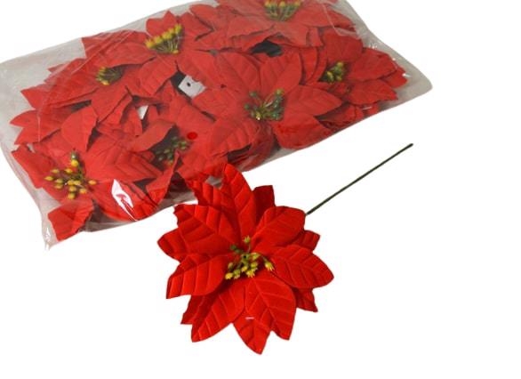 Vánoční hvězda květ 11cm červená (12ks/bal)