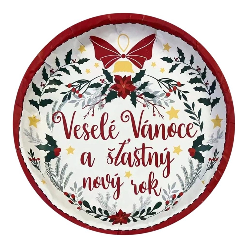 Podnos kulatý Veselé Vánoce o průměru 26 cm