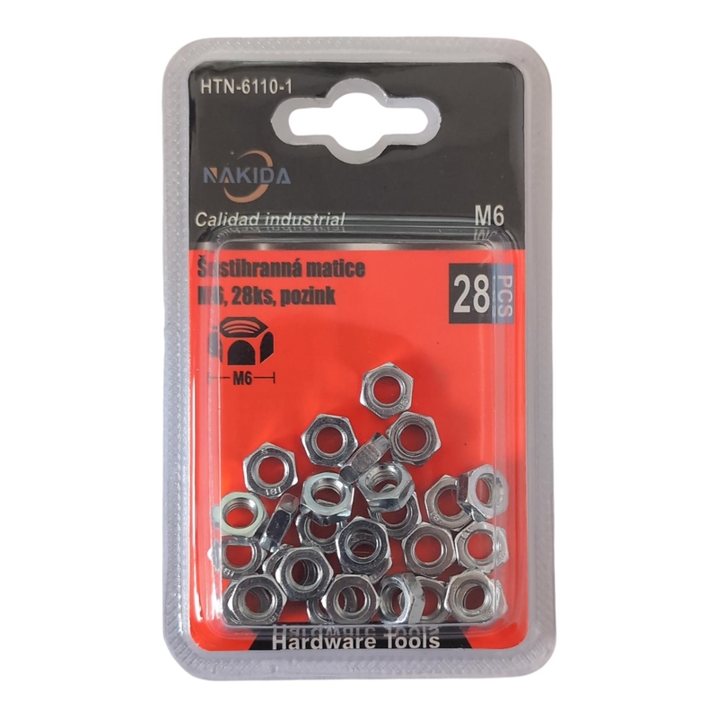 Sada stavebních šestihranná matice 6mm, 28ks, pozink (12sad/bal)