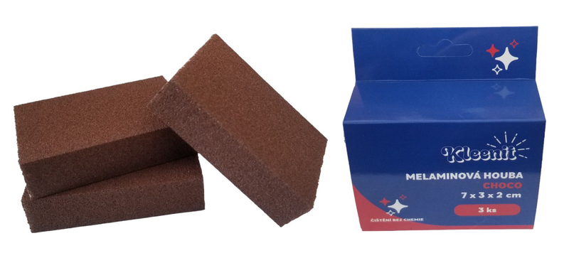 Kleenit melaminová houba MAGIC NANO CHOCO sada 3ks 7x3x2cm (200sad/krt)