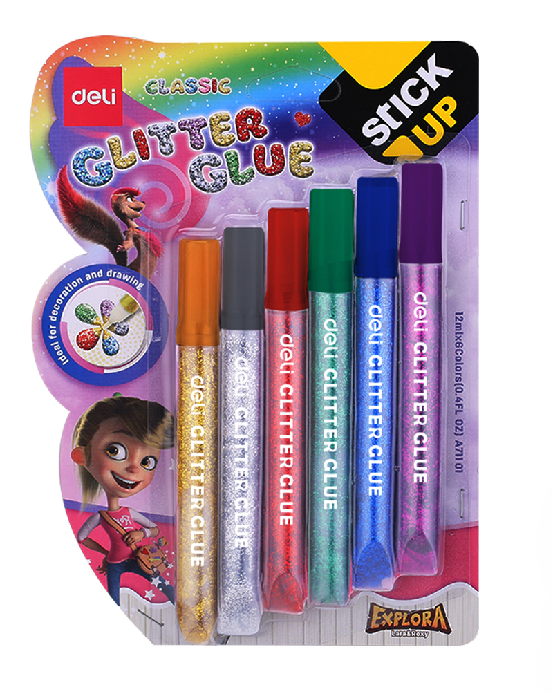 DELI Lepidlo glitrové 6ks STICK UP 12ml (12set/bal)