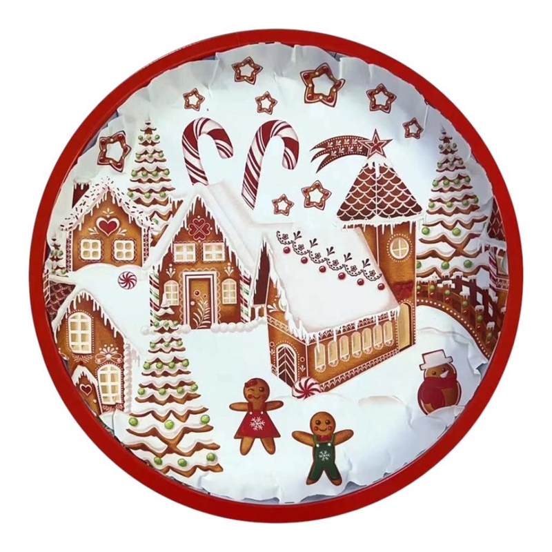 Podnos kulatý Perníková vesnička o průměru 26 cm
